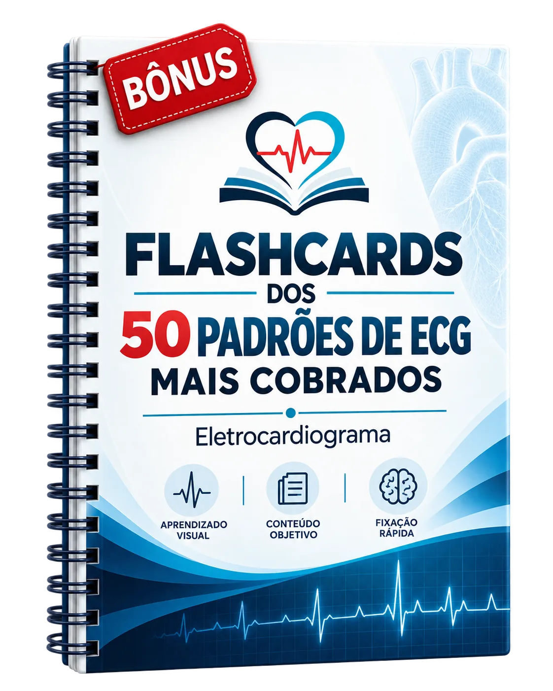 Capa do Bônus 1 — Flashcards dos 50 Padrões de ECG Mais Cobrados